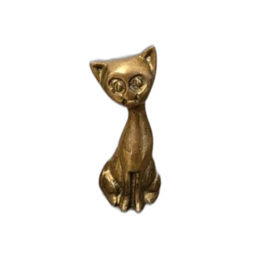 Vintage Solid Brass Cat Figurine - ITEM #2718